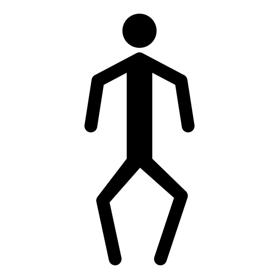 A man with crooked legs icon black color vector illustration image flat style
