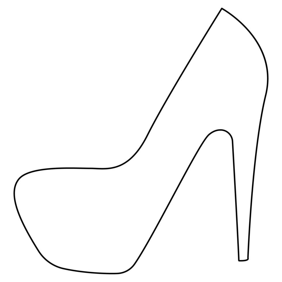 Woman shoes outline black color vector