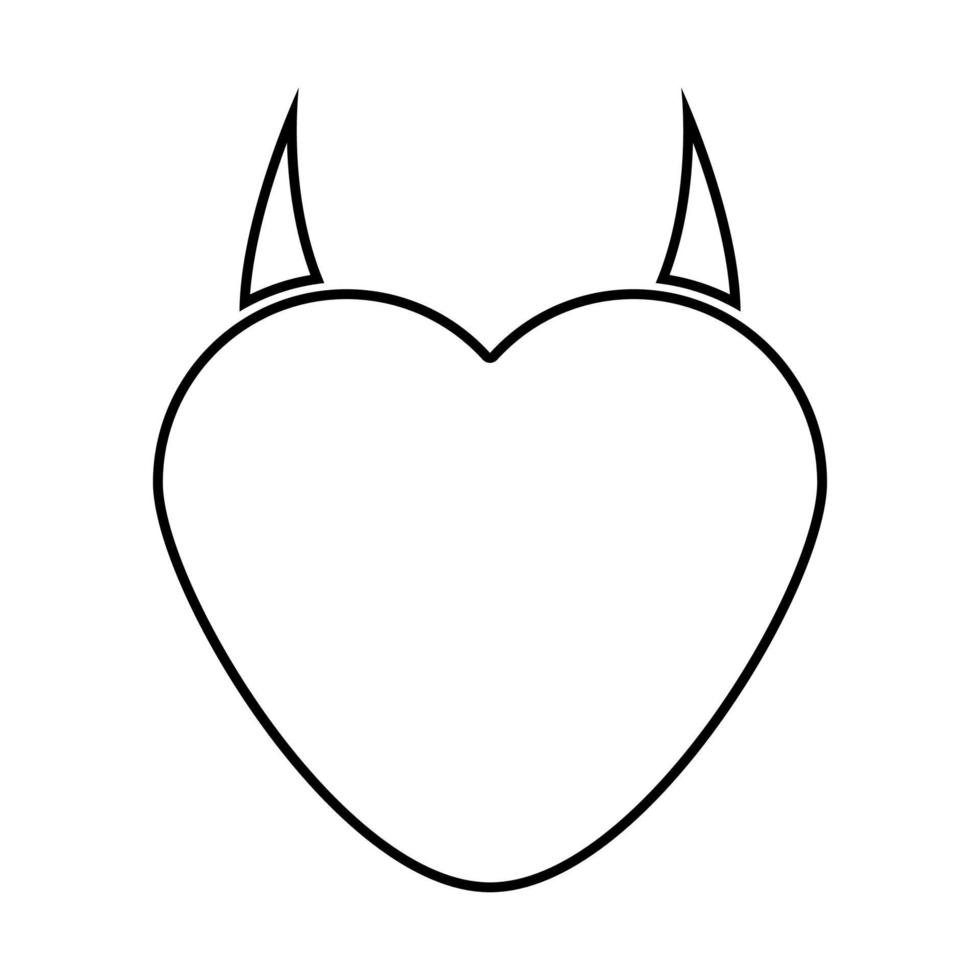 Heart with devil horn black color icon . vector