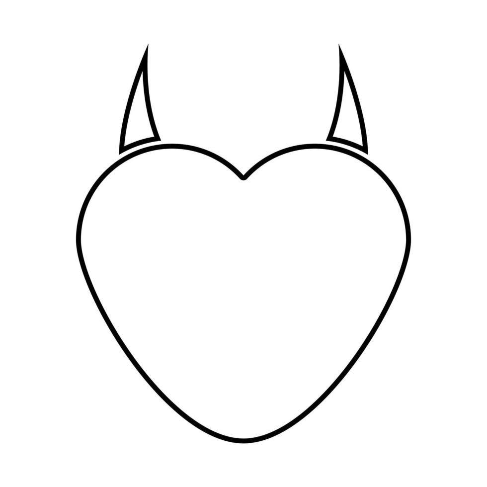 Heart with devil horn black color icon . vector