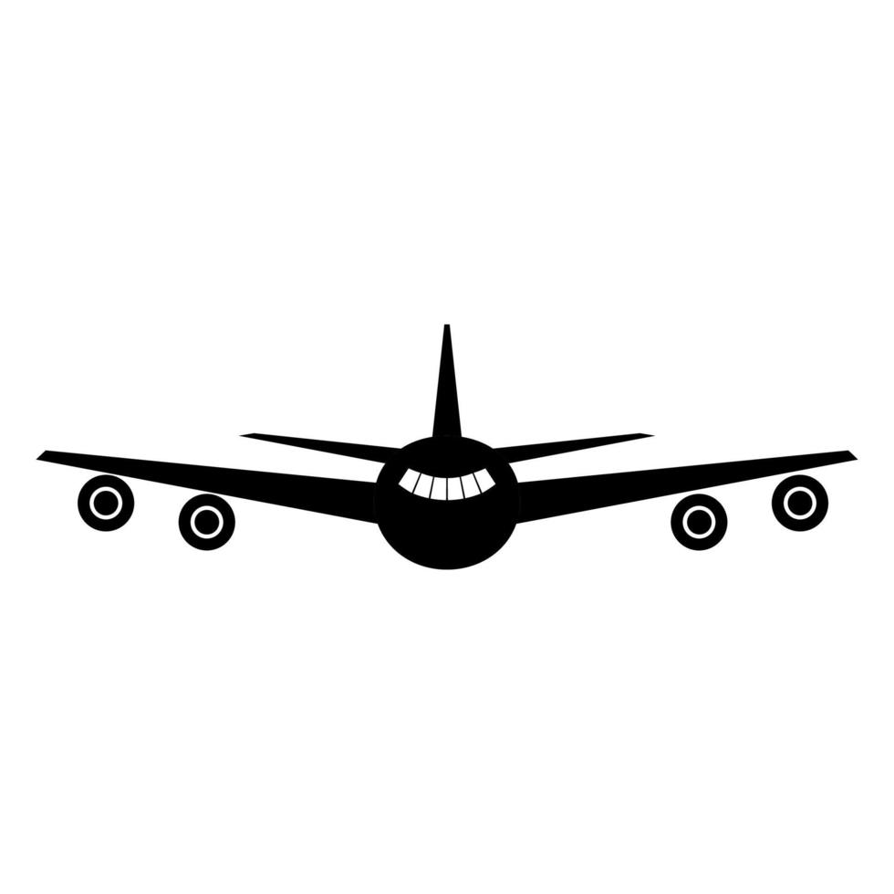 Airplane icon black color vector illustration image flat style