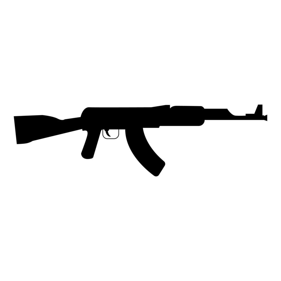 icono negro del rifle de asalto. vector