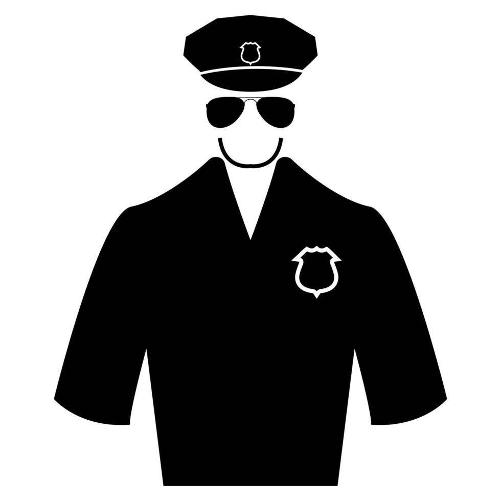 icono negro de la policía. vector