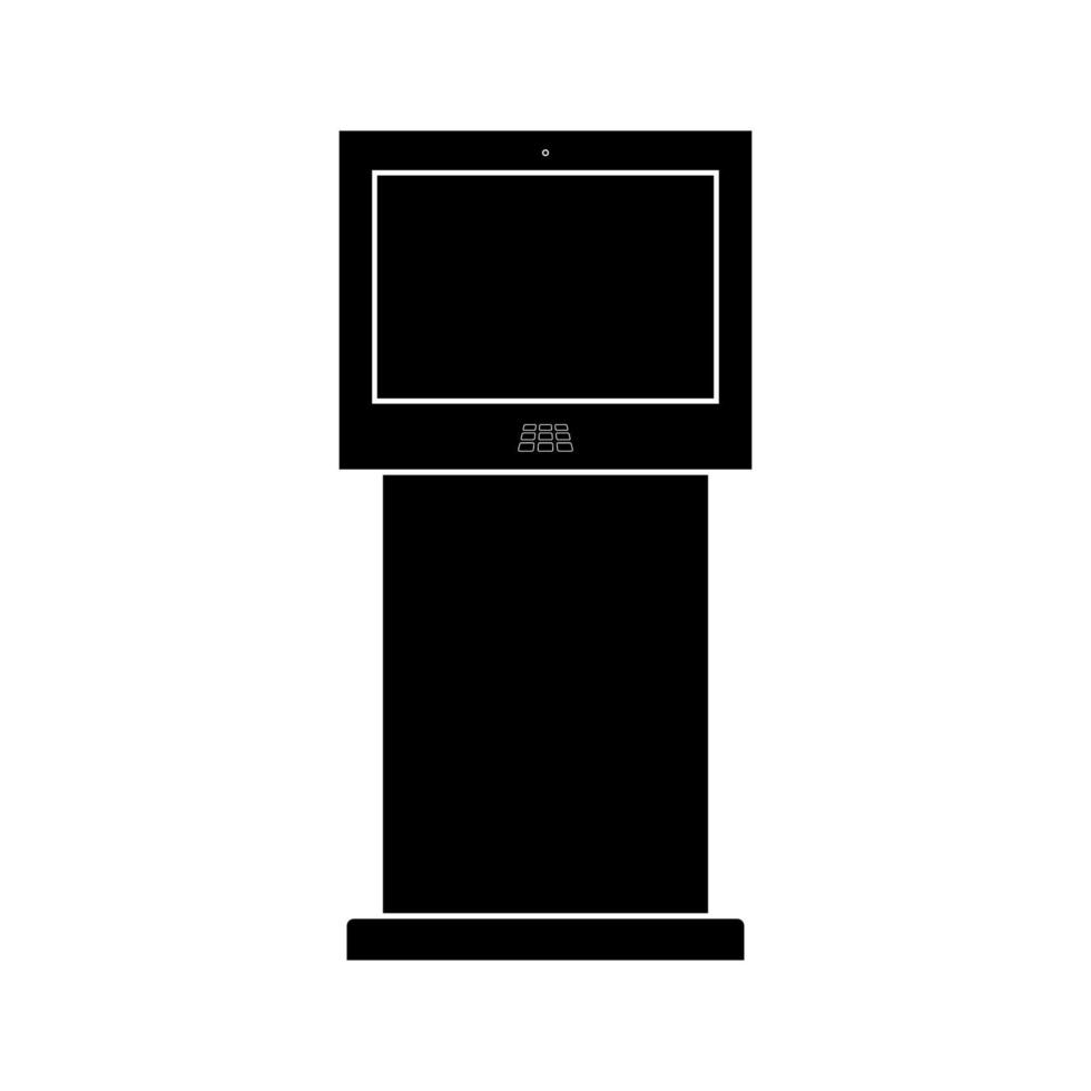 Terminal stand with touch screen black icon . vector