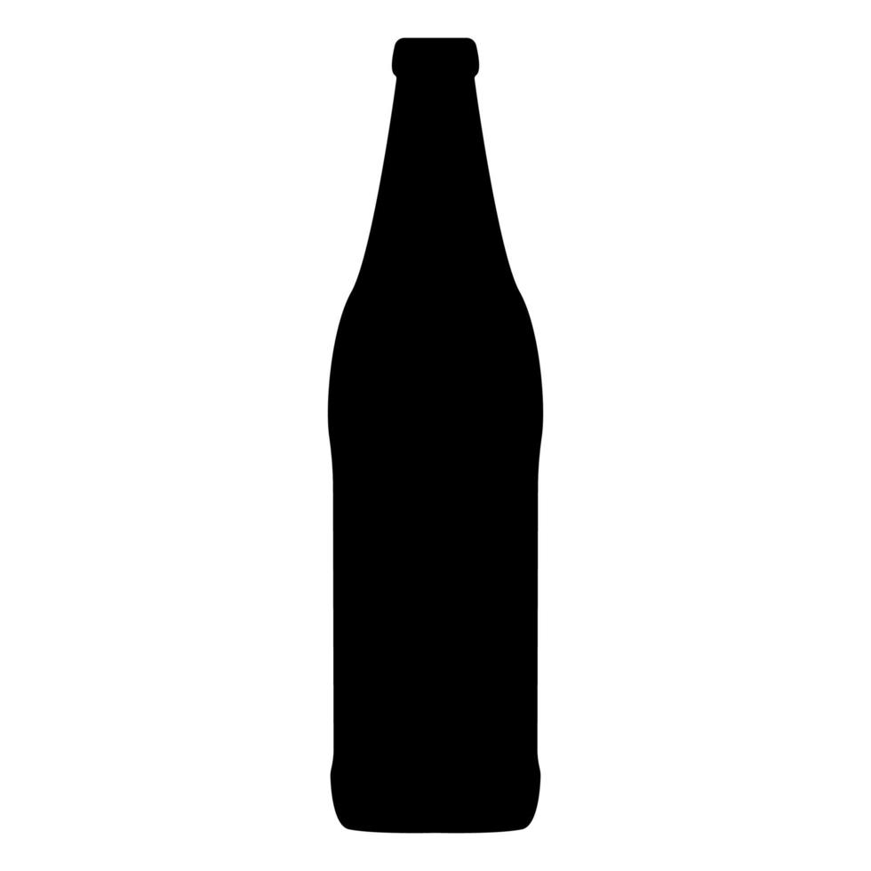 Beer bottle black icon . vector