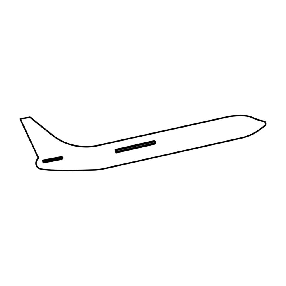 icono negro del avión. vector