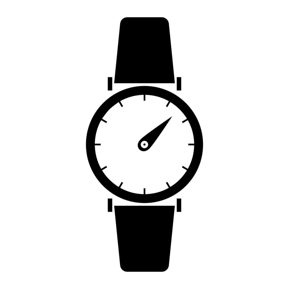 icono de reloj de mano color negro vector ilustración imagen estilo plano