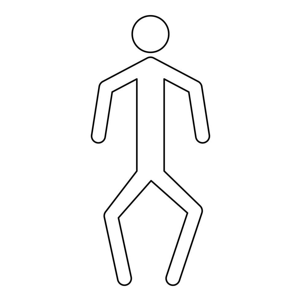 A man with crooked legs the black color icon . vector