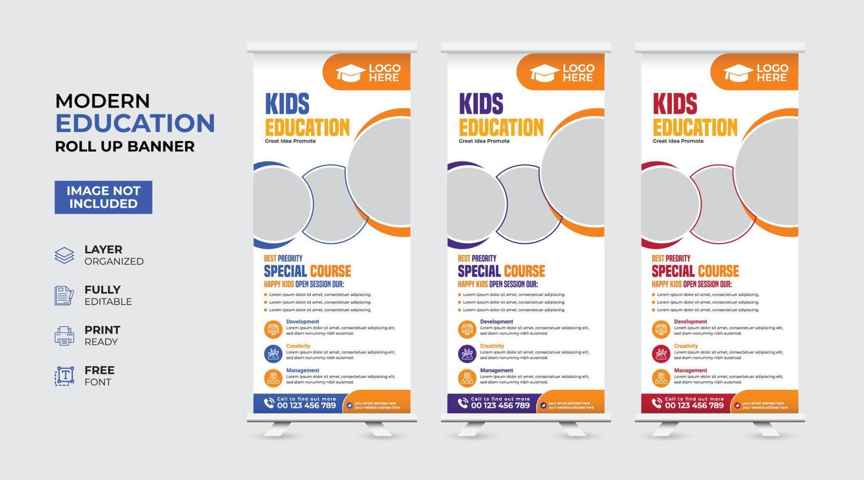 Creative and modern education admission Rollup Banner vector