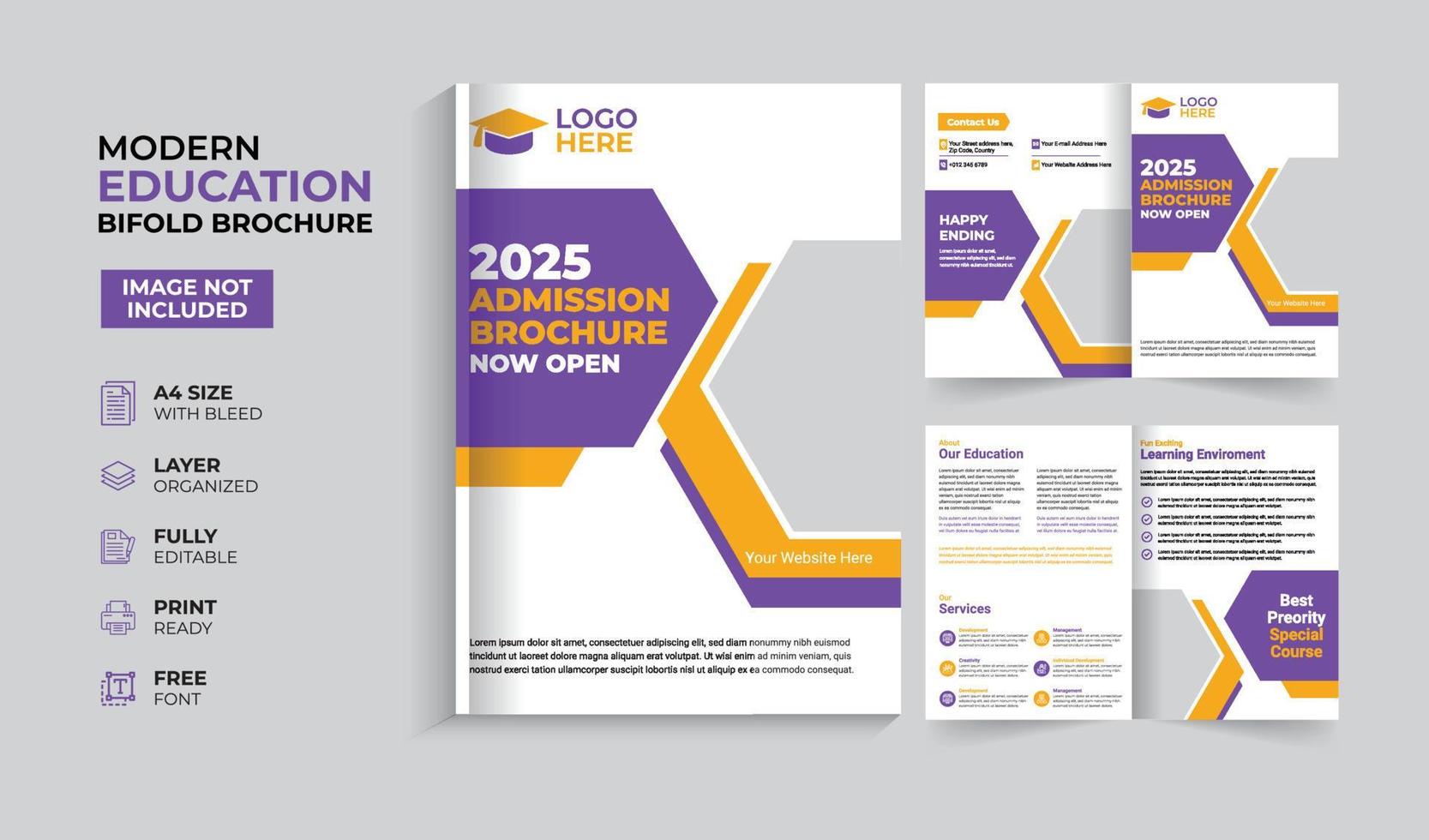 Creative and modern education admission bifold brochure vector