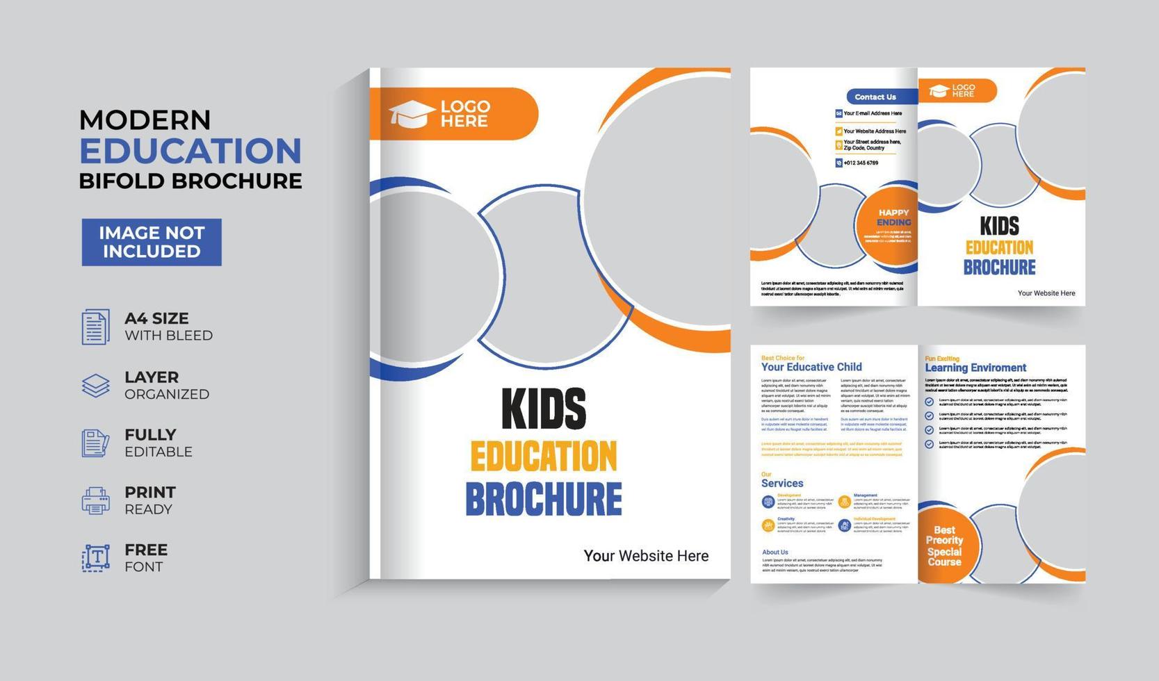 Creative and modern education admission bifold brochure vector