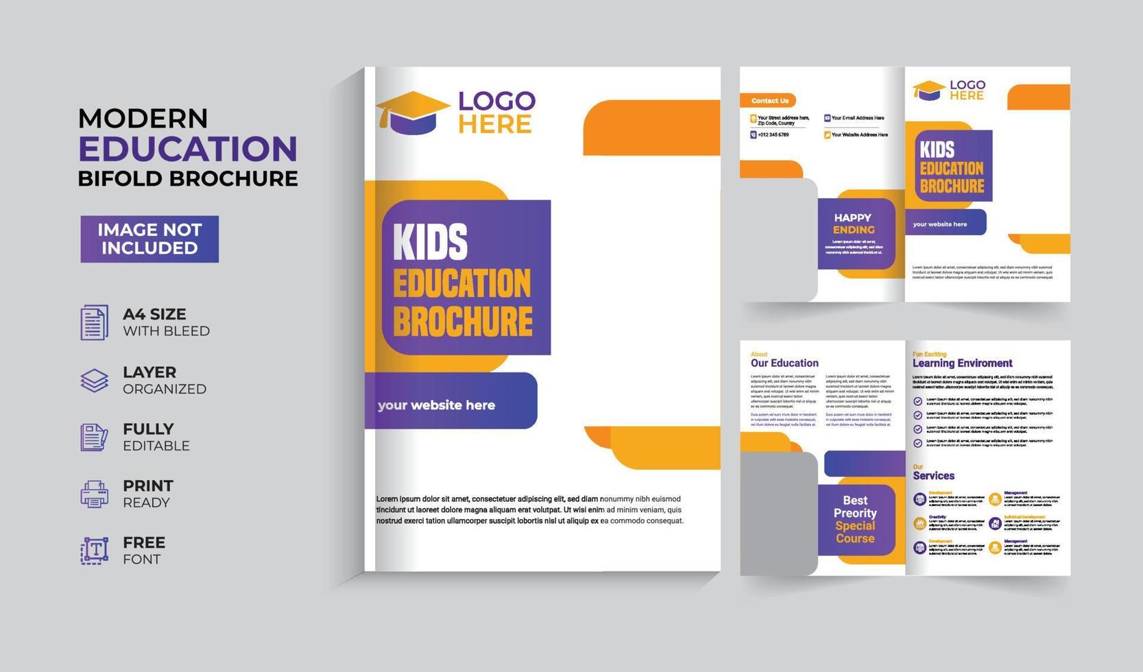 Creative and modern education admission bifold brochure vector