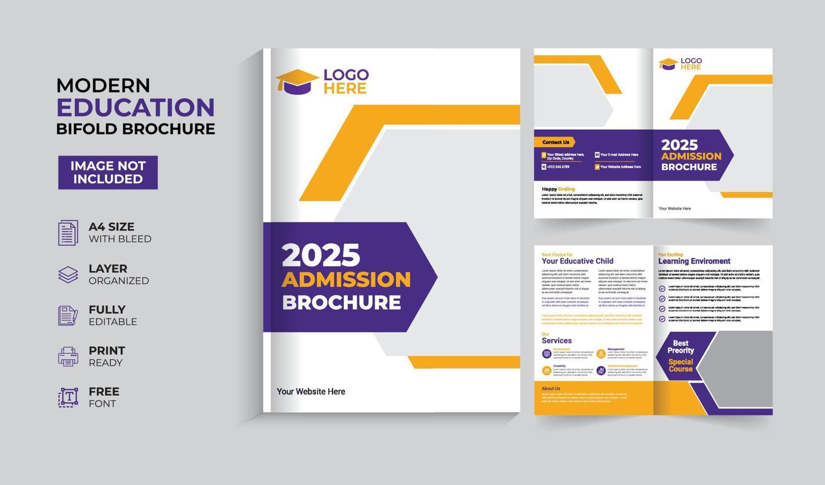 Creative and modern education admission bifold brochure vector