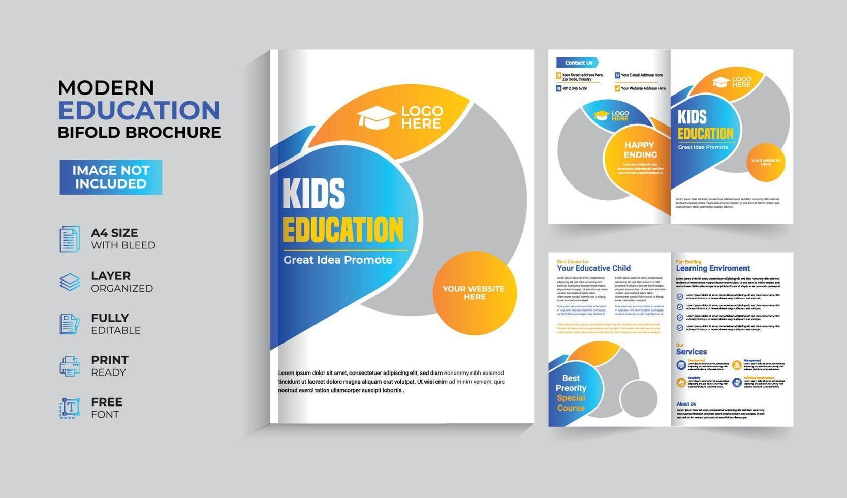 Creative and modern education admission bifold brochure vector