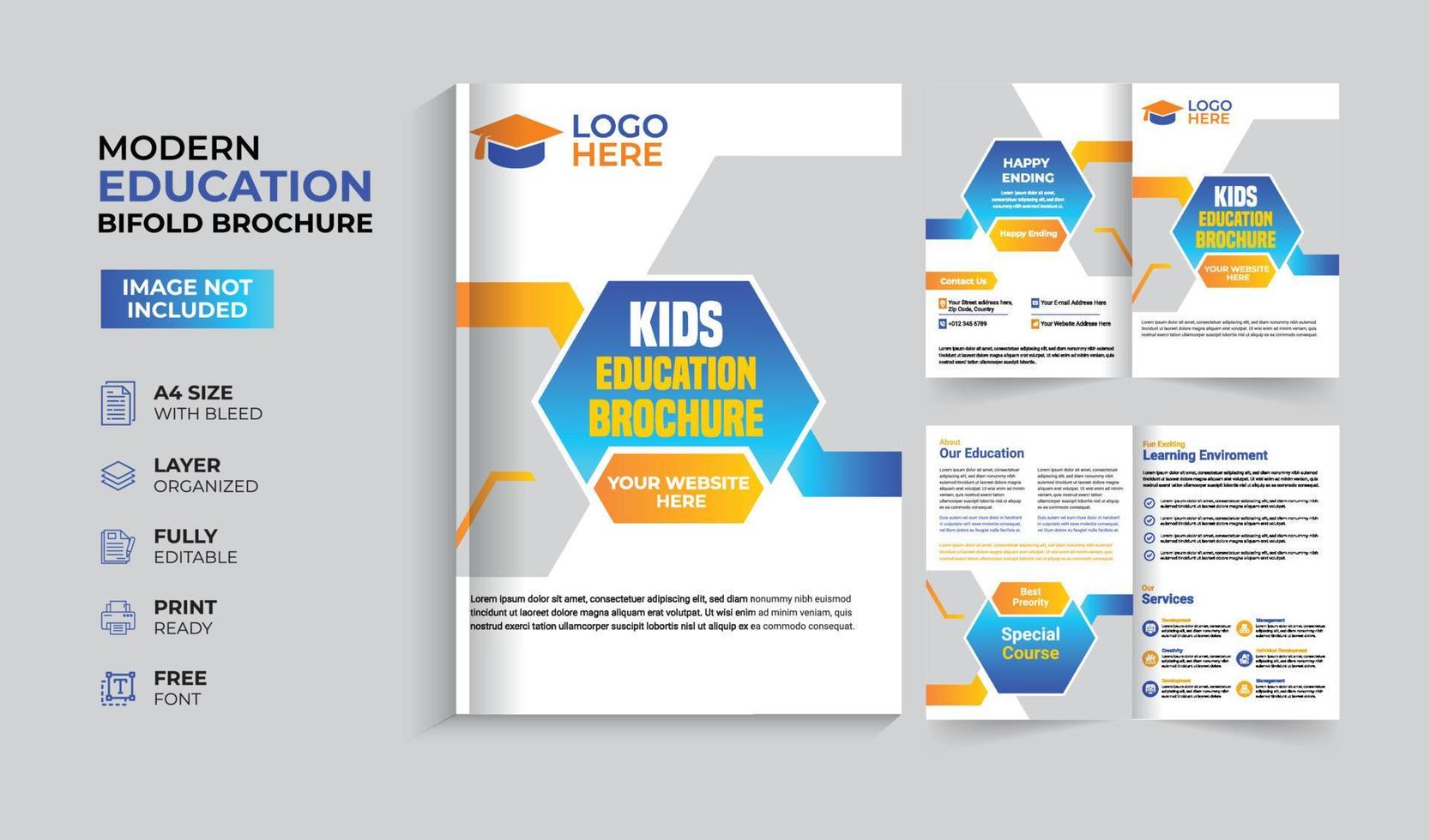 Creative and modern education admission bifold brochure vector