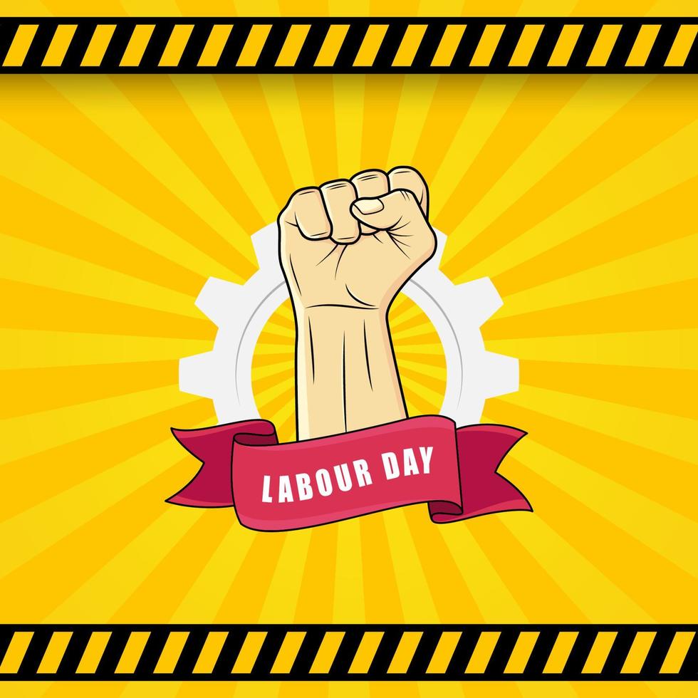 Labour day background with strong fist hand vector