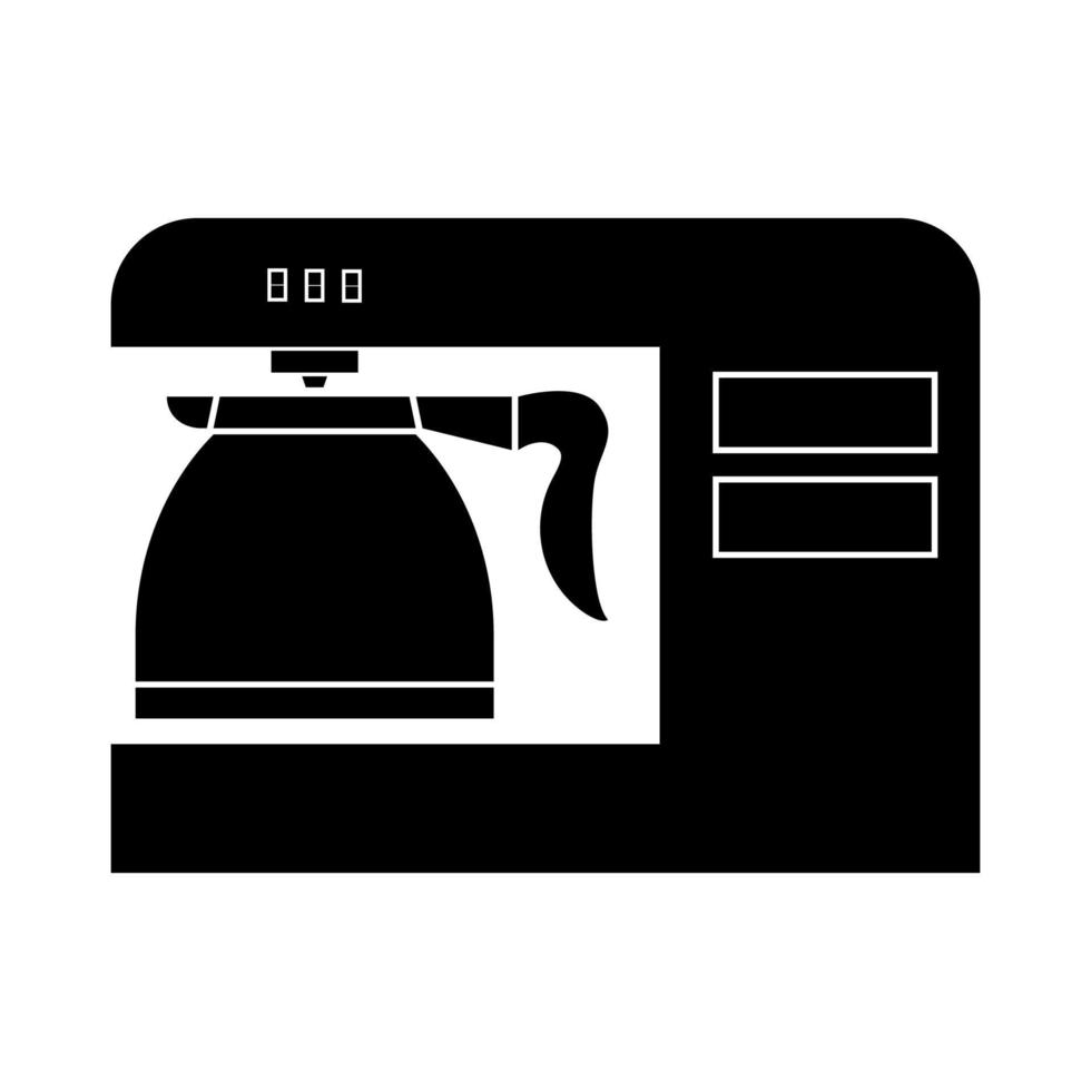 icono negro de la máquina de café de la cafetera. vector