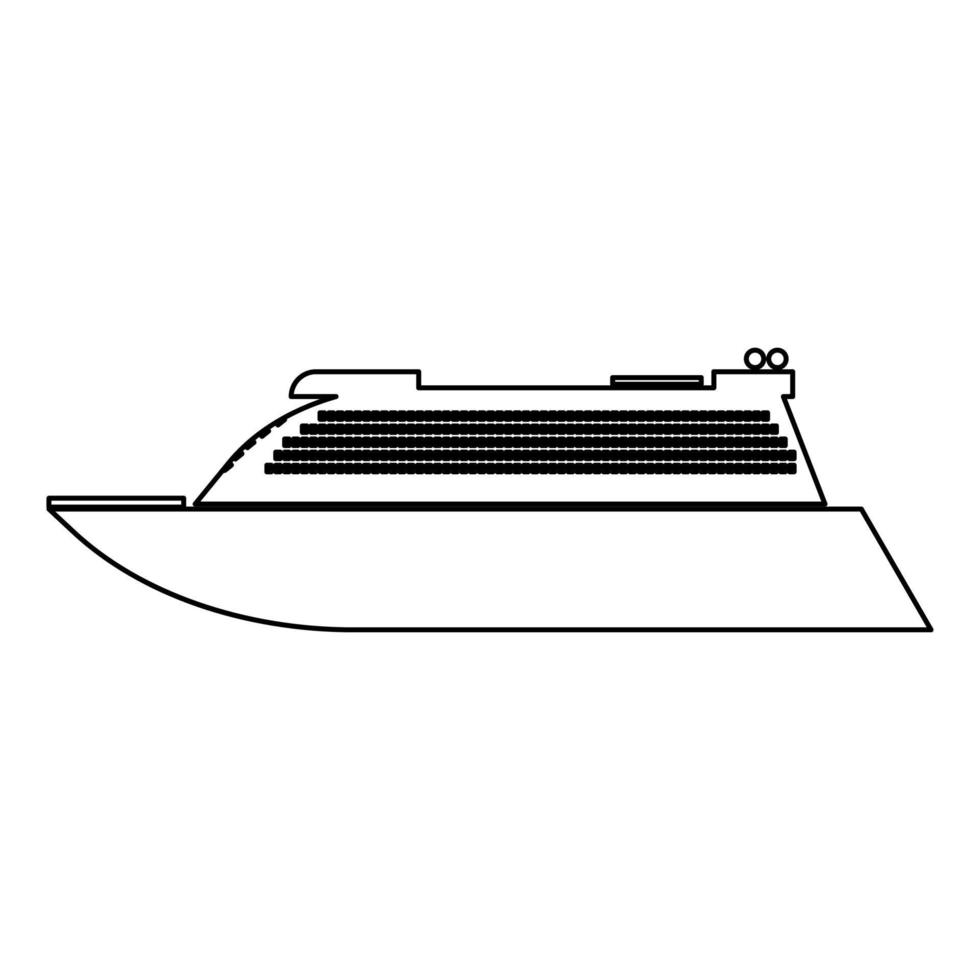 icono negro del crucero transatlántico. vector