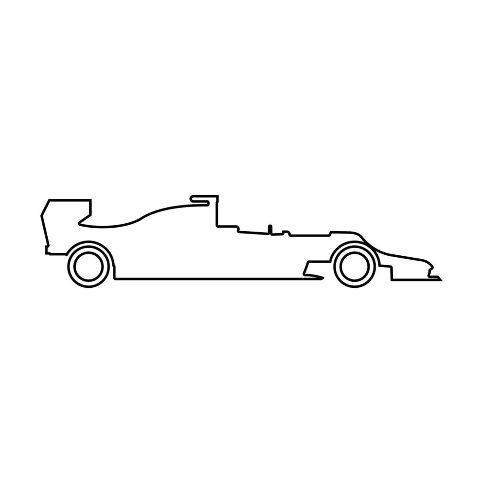 silueta de un icono de coche de carreras ilustración de vector de color negro .