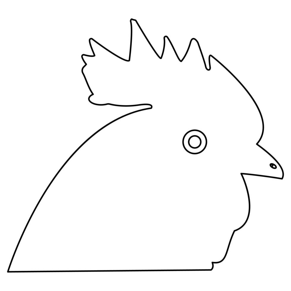 Rooster head outline black color vector