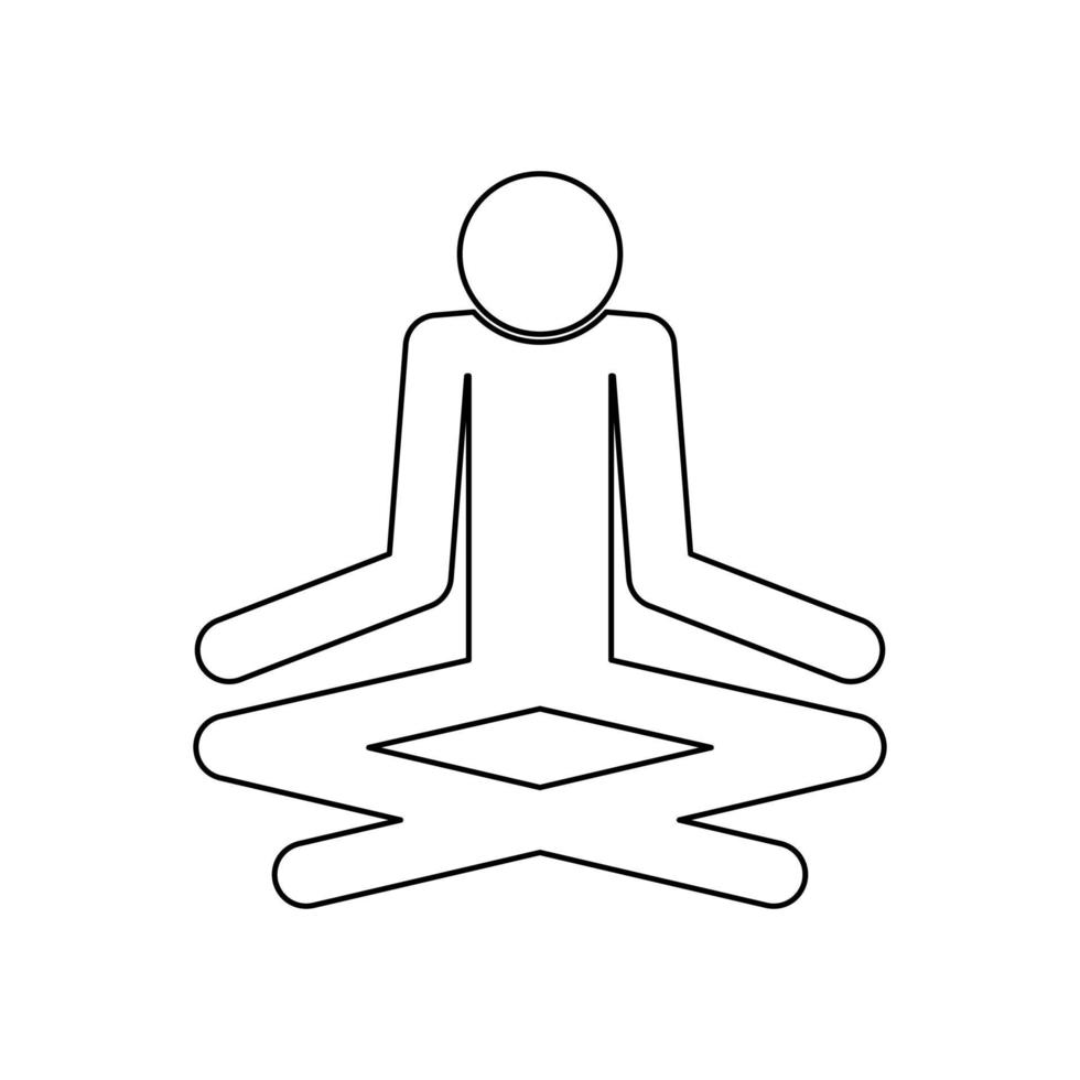 hombre palo de yoga icono de color negro. vector