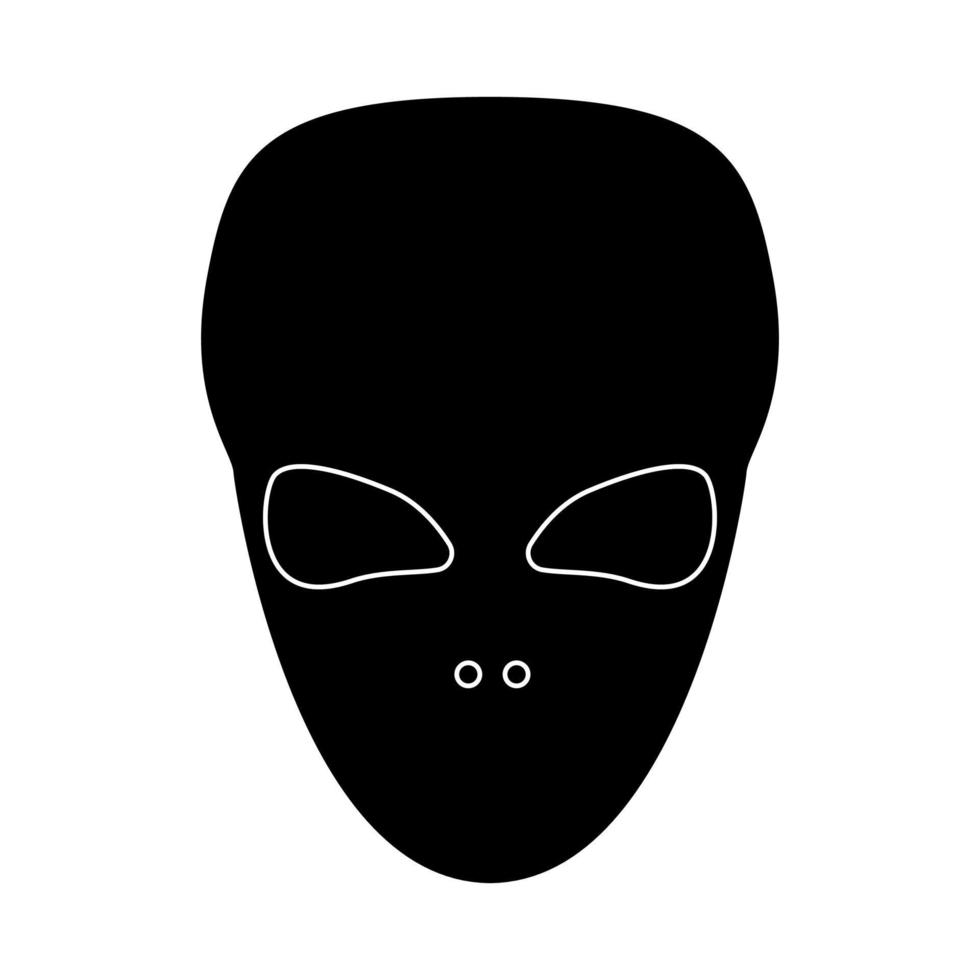 Extraterrestrial alien face or head black icon . vector