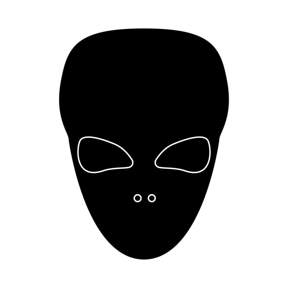 cara alienígena extraterrestre o icono de cabeza negra. vector