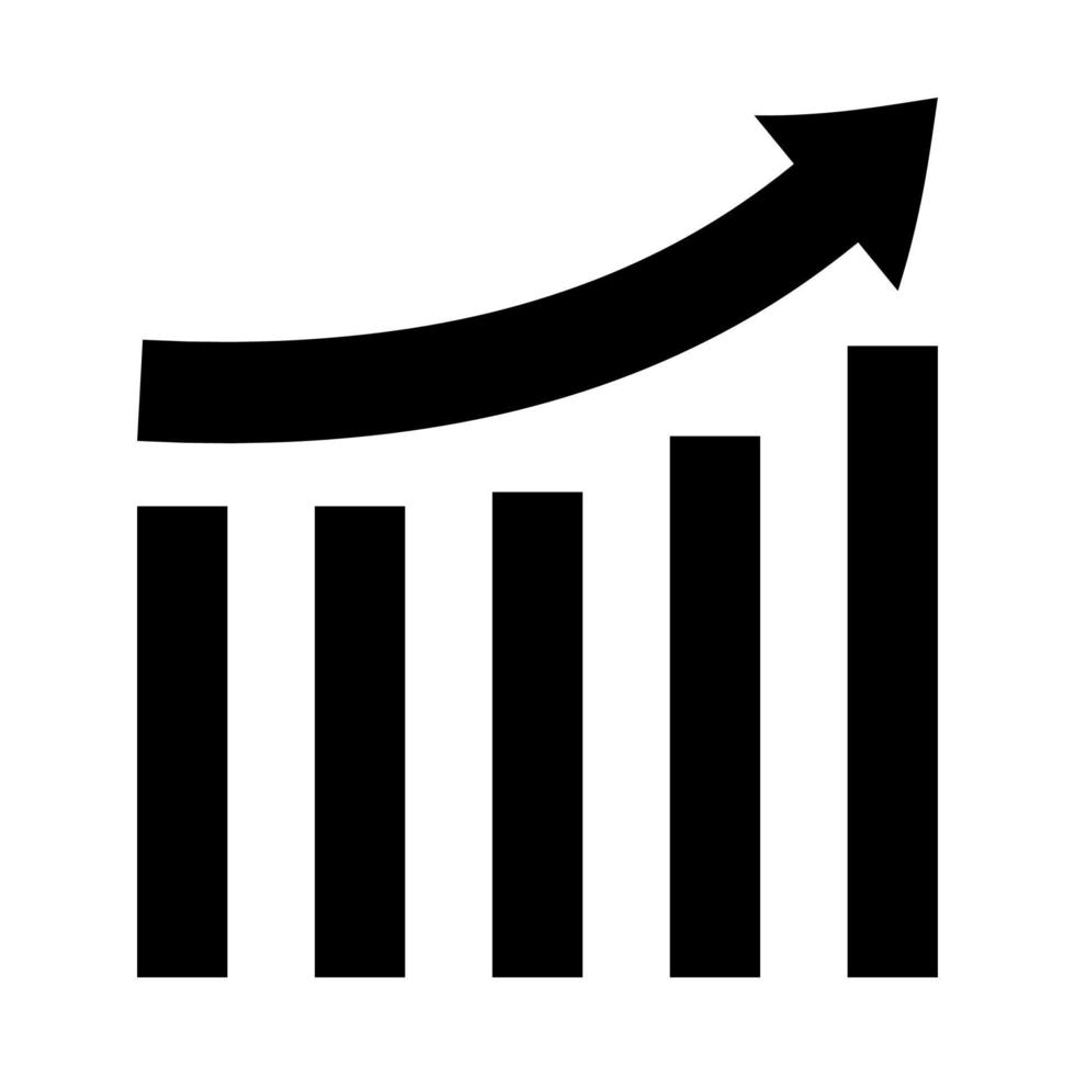 Growing graph black icon . vector