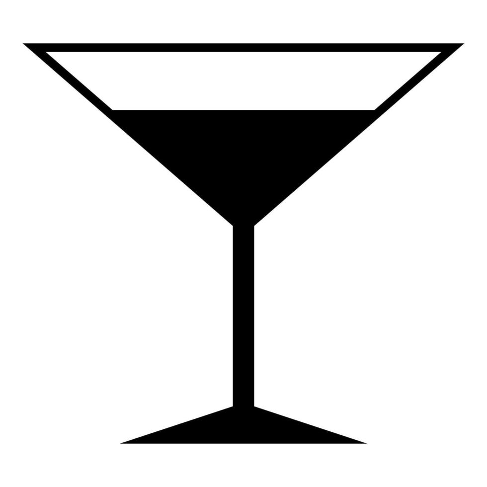 icono de copa de martini color negro vector ilustración imagen estilo plano