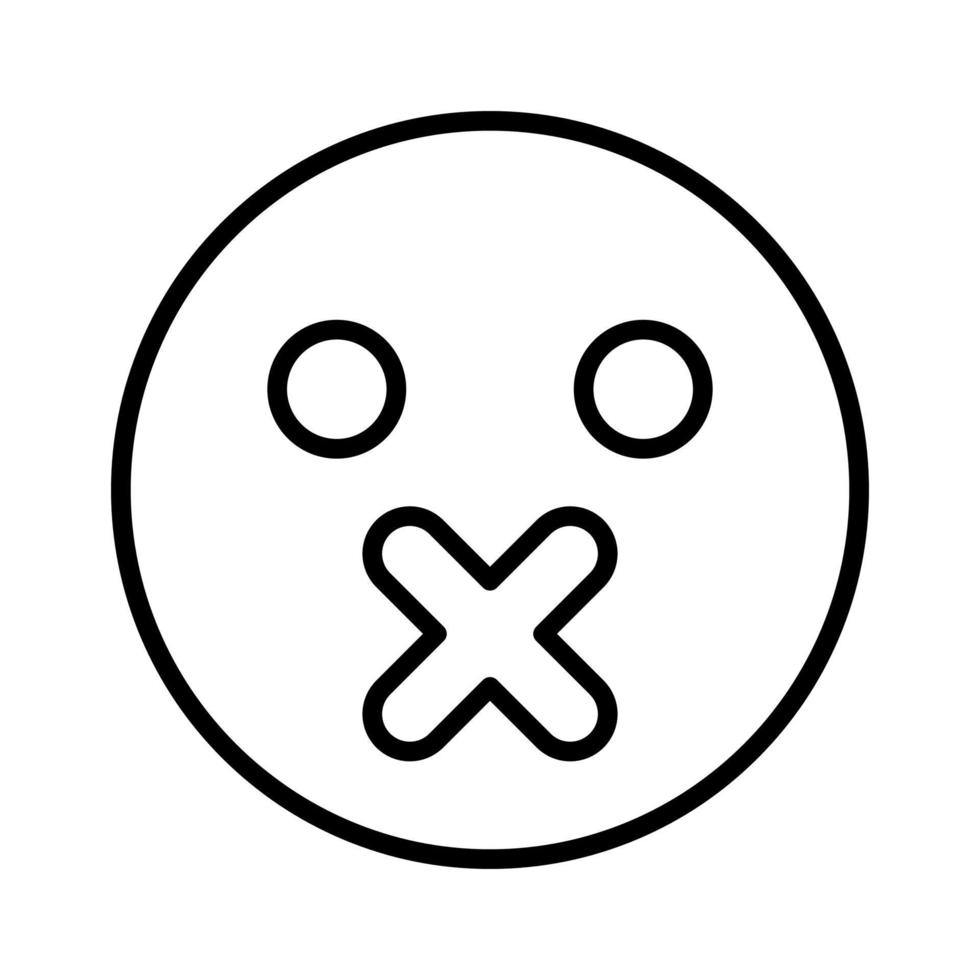 Silence emoticon black color icon . vector