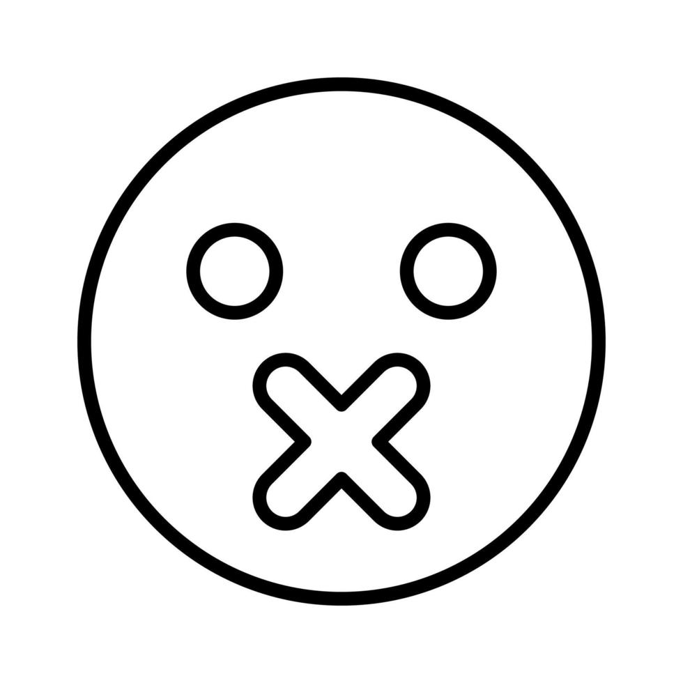 Silence emoticon black color icon . vector