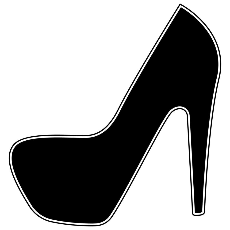 Woman shoes icon black color vector illustration image flat style