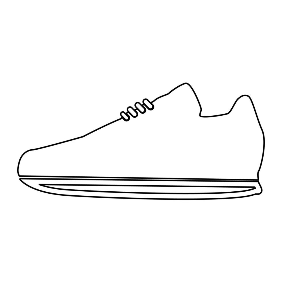 Sport shoes outline black color vector