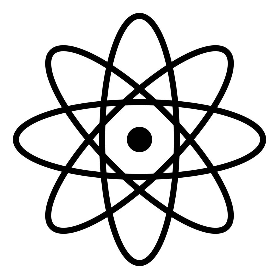 Atom icon black color vector illustration image flat style