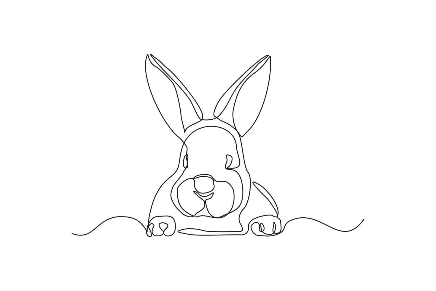 Continuous line drawing of cute rabbit squirell portrait close up. Single one line art of beautiful bunny rabbit head animal pet. Vector illustration