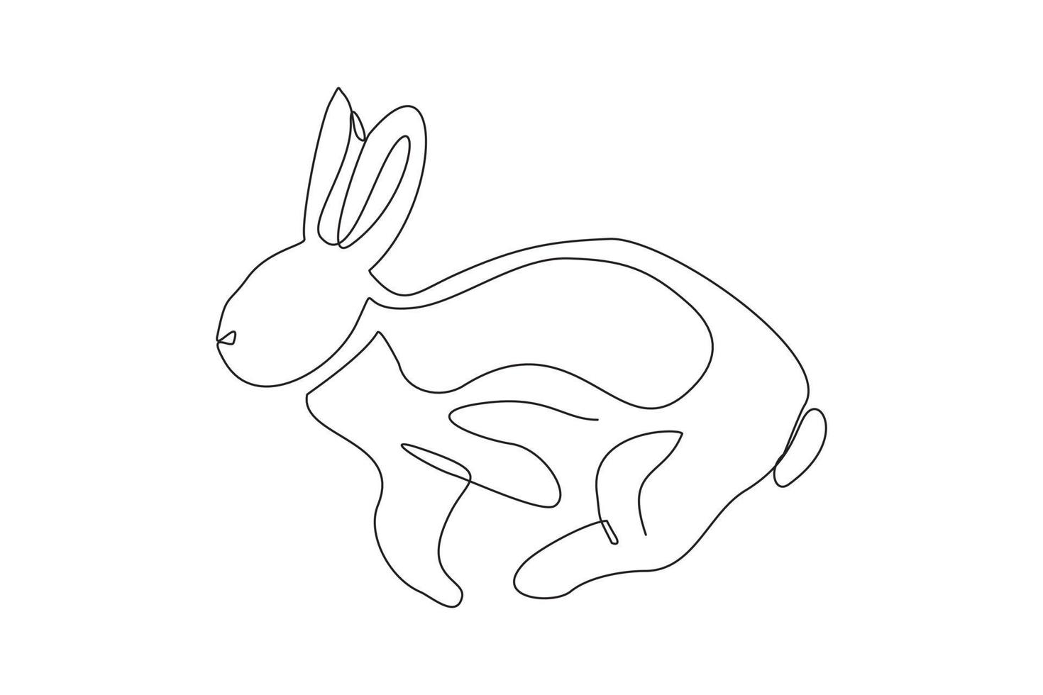 Continuous line drawing of cute rabbit. Single one line art of beautiful bunny rabbit animal pet. Vector illustration