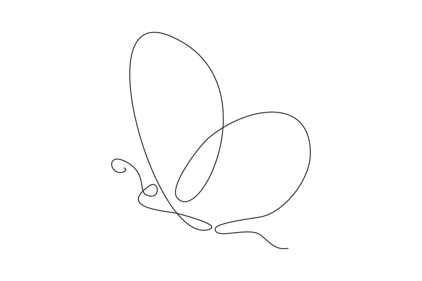 Continuous line drawing of beautiful butterfly. Single one line art of flying abstract butterfly for salon or spa business. Vector illustration