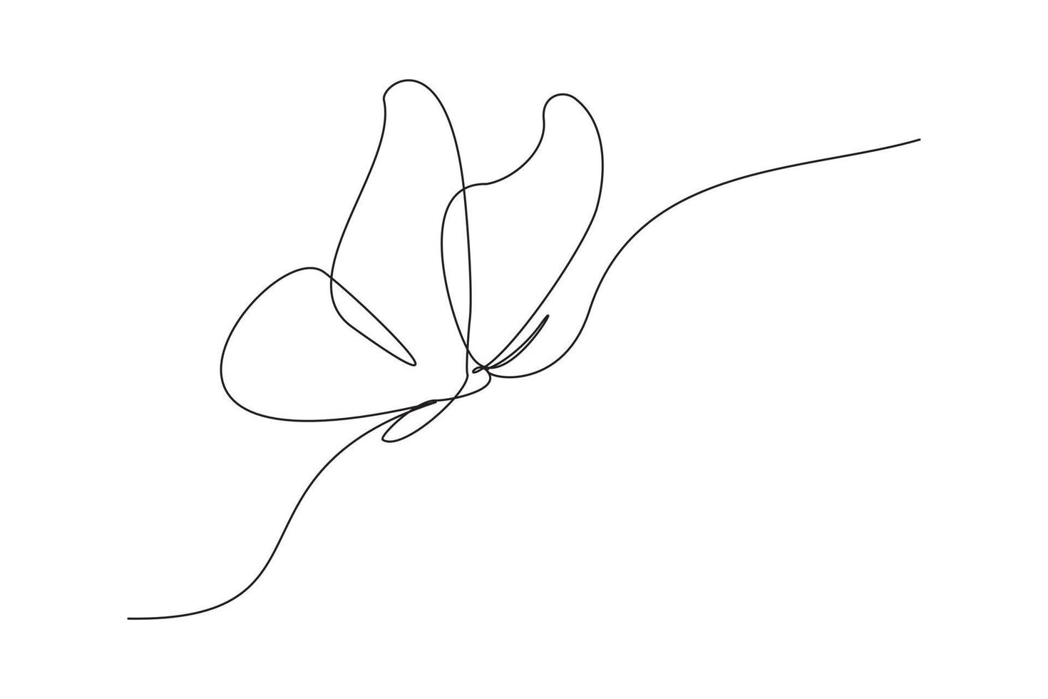 Continuous line drawing of beautiful butterfly. Single one line art of flying abstract butterfly for salon or spa business. Vector illustration