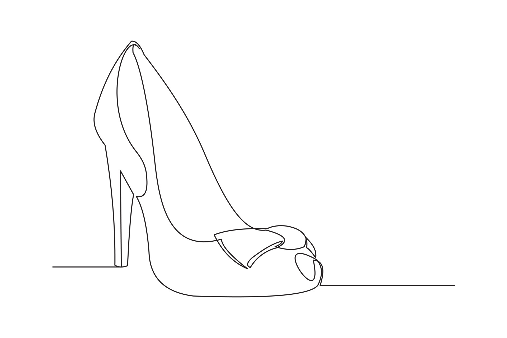 Continuous line drawing of woman high heeled shoes. Single one line art