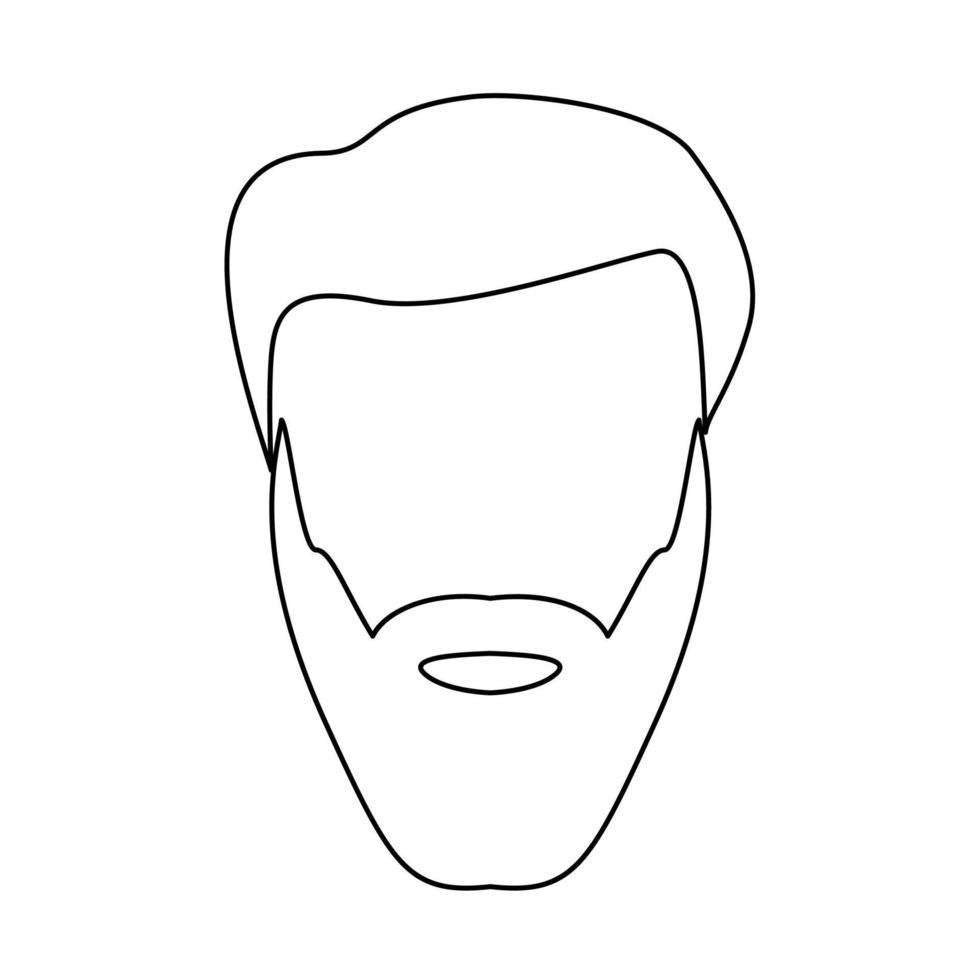 Head with beard and hair black icon . vector