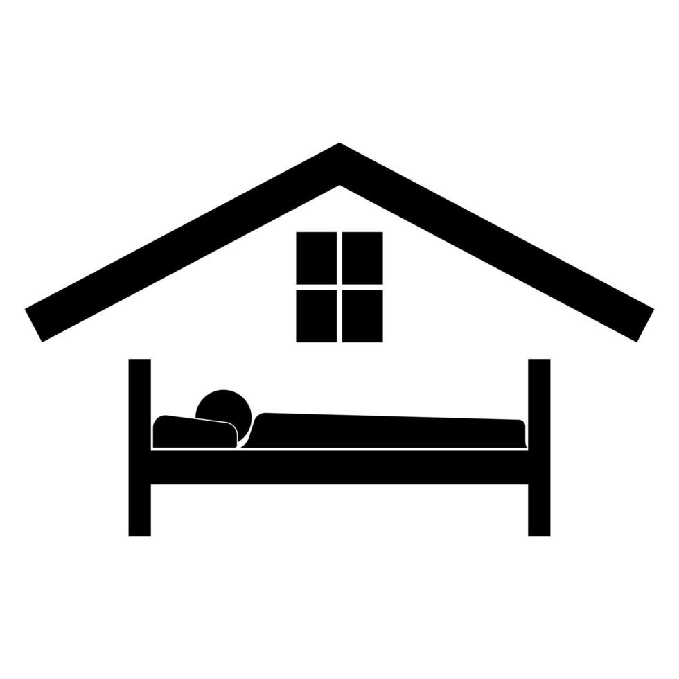 hombre en la cama hotel icono color negro vector ilustración imagen estilo plano