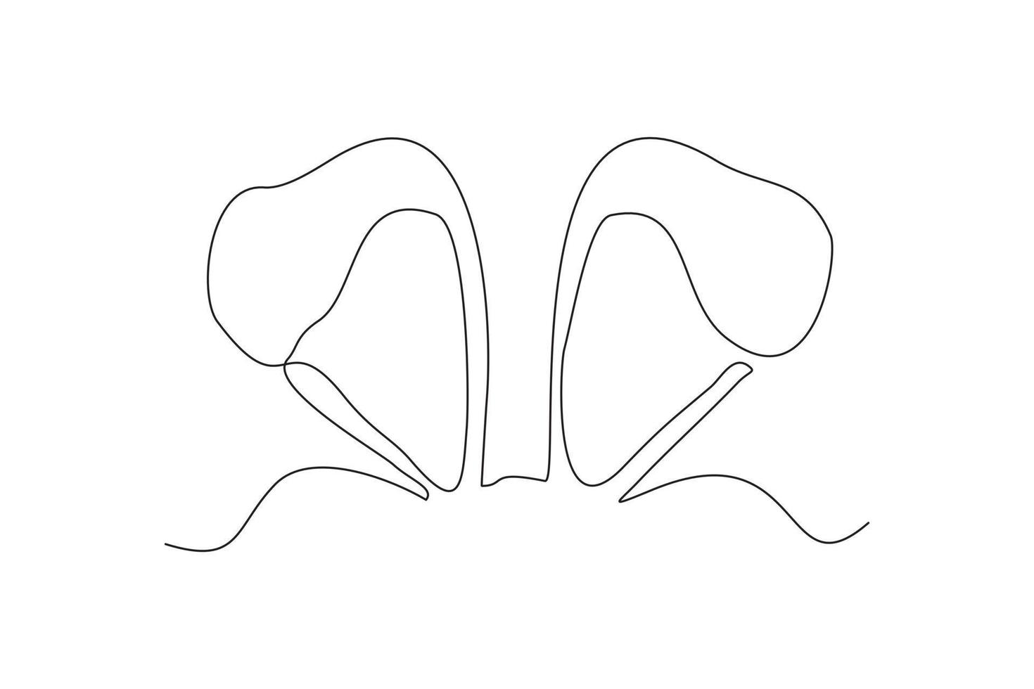 Continuous line drawing of cute rabbit ears. Single one line art of beautiful bunny rabbit animal pet headband fashion costume. Vector illustration