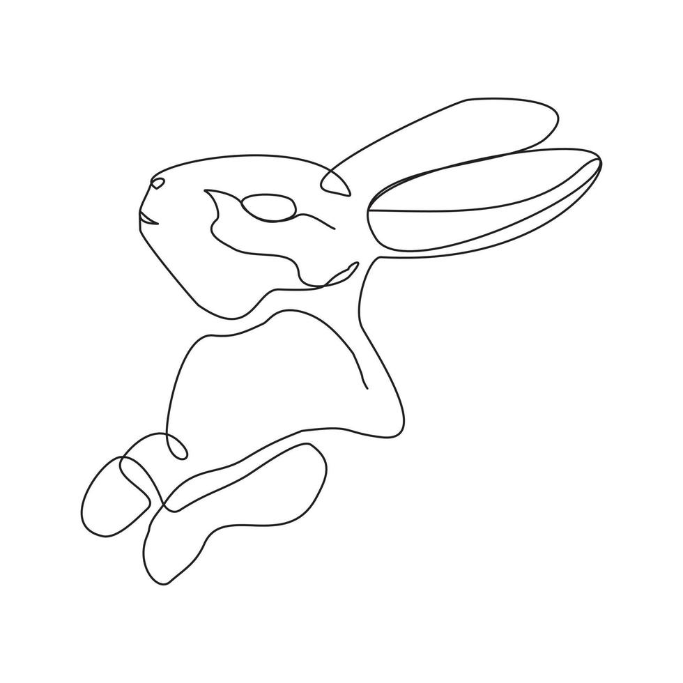 Continuous line drawing of cute rabbit squirell portrait close up. Single one line art of beautiful bunny rabbit head animal pet. Vector illustration