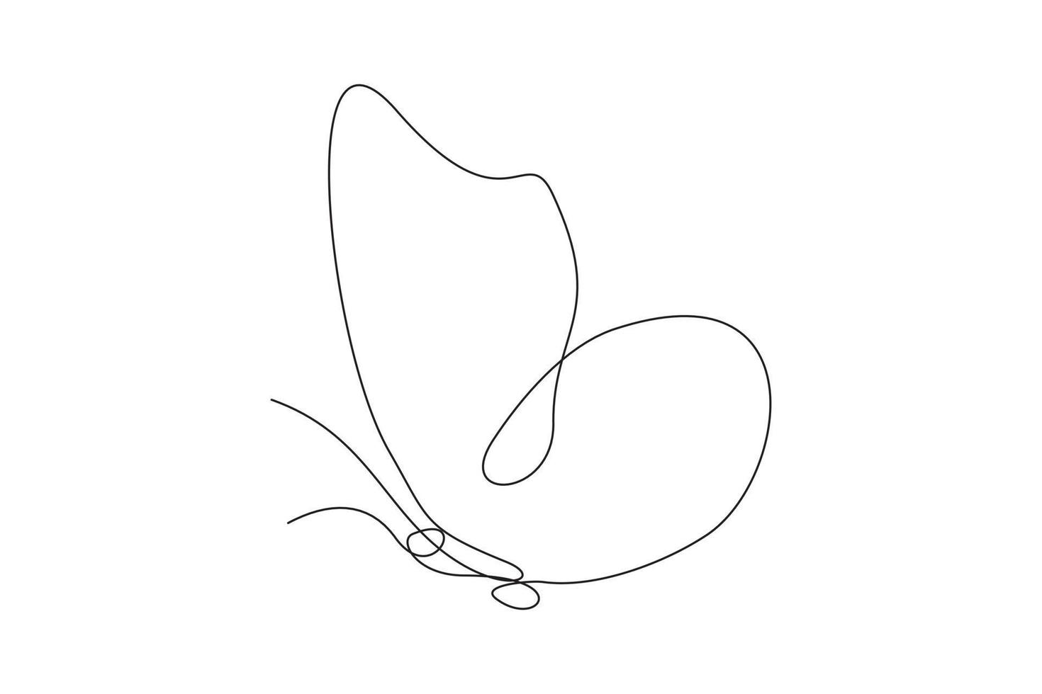 Continuous line drawing of beautiful butterfly. Single one line art of flying abstract butterfly for salon or spa business. Vector illustration