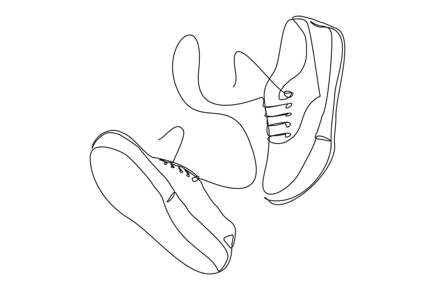 dibujo de línea continua de zapatillas casuales. arte de una sola línea de calzado deportivo. ilustración vectorial vector