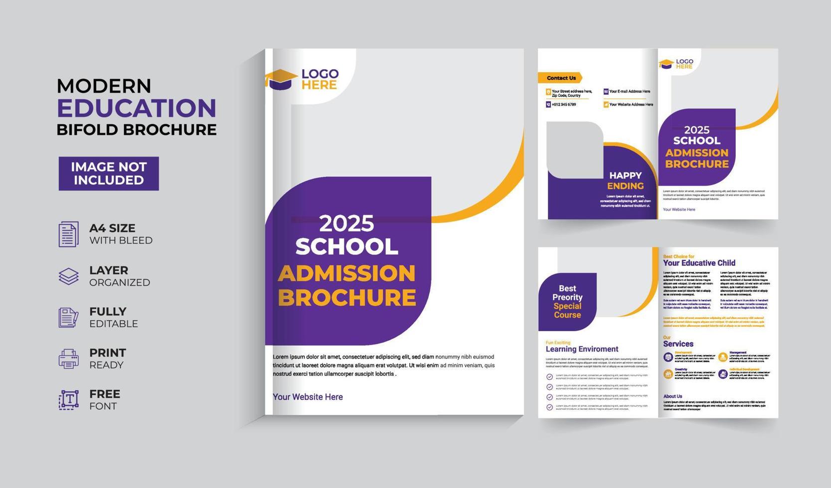 Creative and modern education admission bifold brochure vector