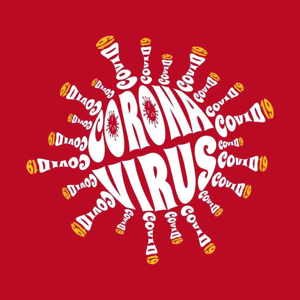Corona Virus Disease 2019 COVID-19 Logo Design Concept Isolated on Red Background. vector