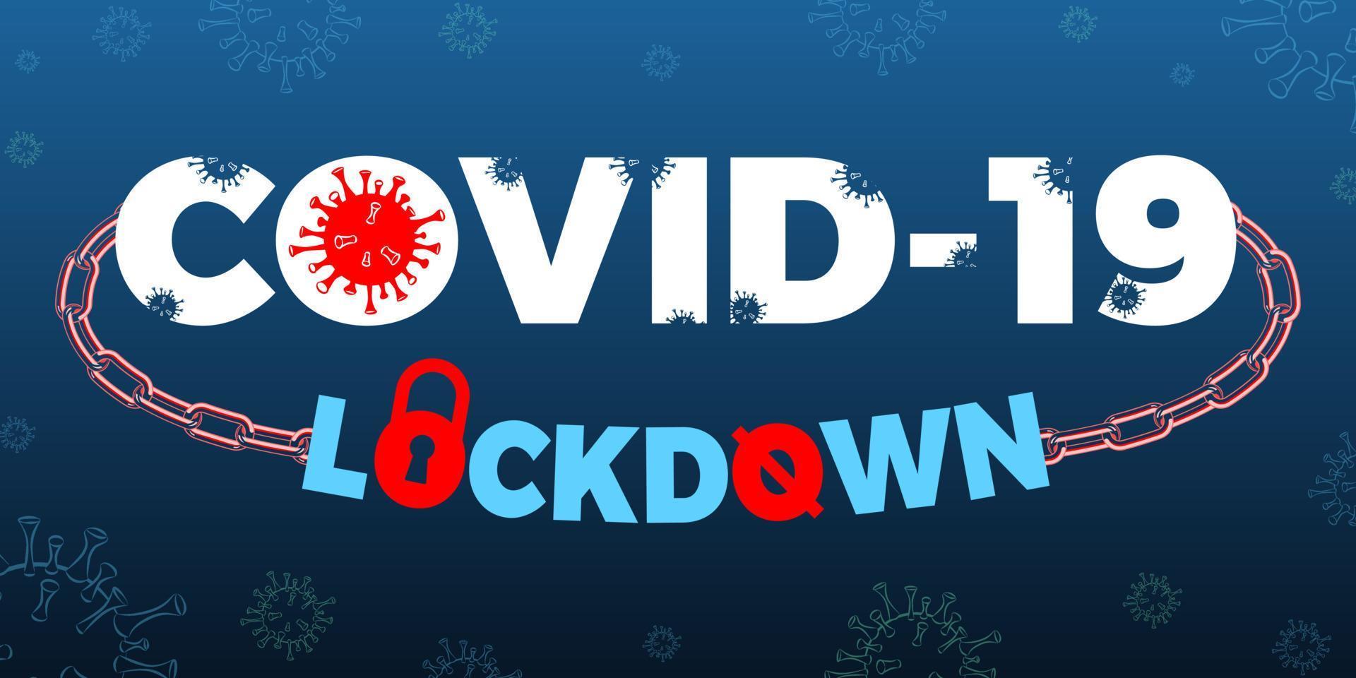 COVID-19 Lockdown Banner illustration Concept Isolated on Dark Blue Background. vector