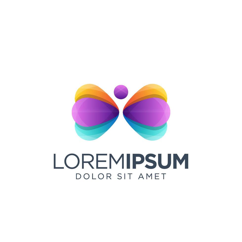 logotipo de mariposa con estilo colorido vector