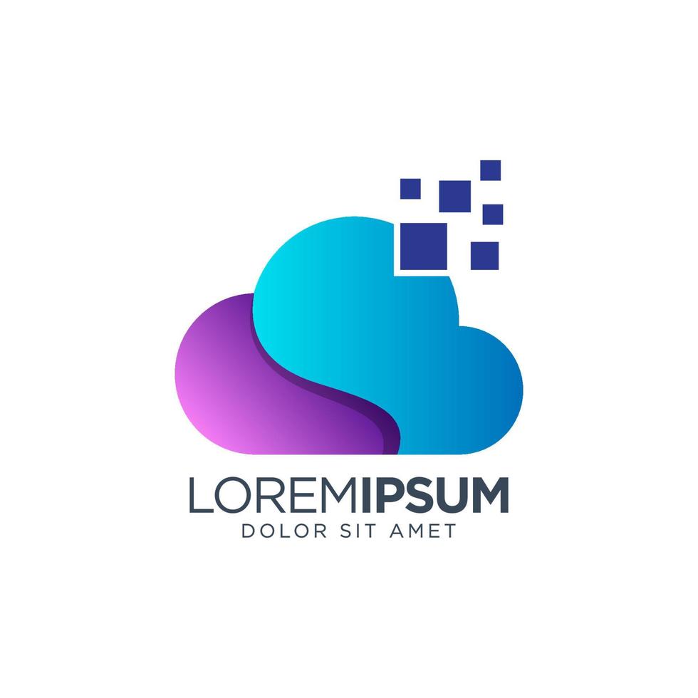 Digital Cloud Gradient Logo Design vector